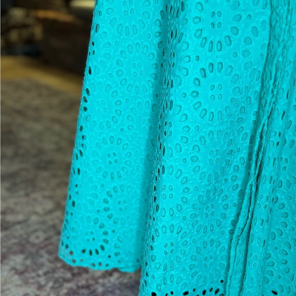 Lilly Pulitzer Chrisella Eyelet Embroidered Midi Dress - Green Blue Summer - Picture 13 of 14